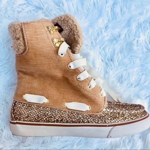 Sperry Acklins Gold Glitter boots